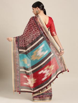 printed woven saree with blouse - 16643862 - Standard Image - 2