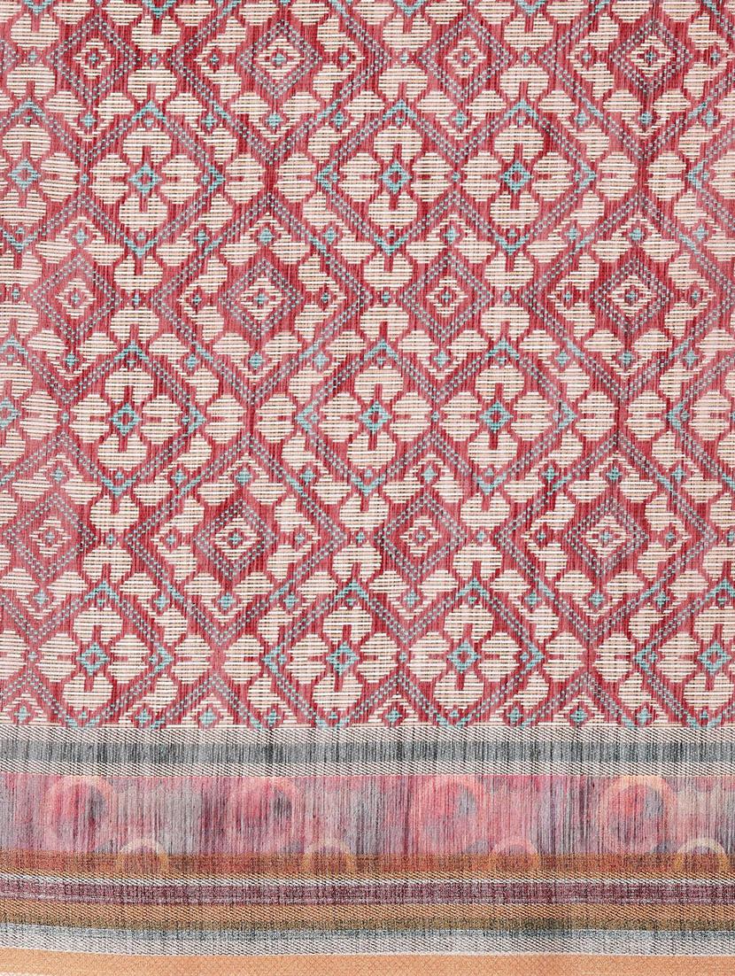 printed woven saree with blouse - 16643862 - Zoom Image - 5