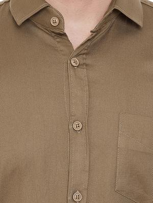 brown solid casual shirt - 16643976 - Standard Image - 5