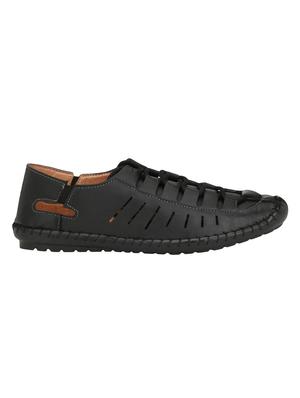 black leatherette slip on sandals - 16644004 - Standard Image - 2