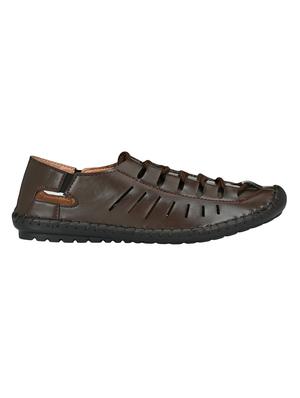 brown leatherette slip on sandals - 16644005 - Standard Image - 2