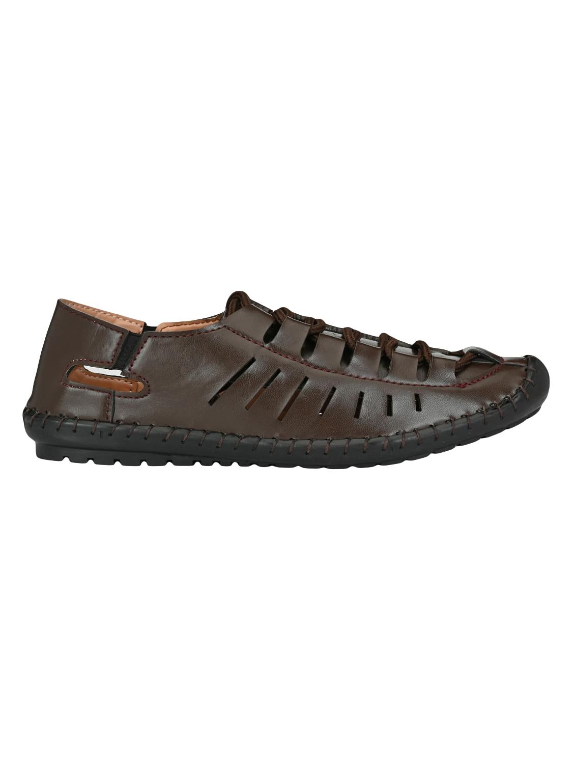 brown leatherette slip on sandals - 16644005 - Zoom Image - 2