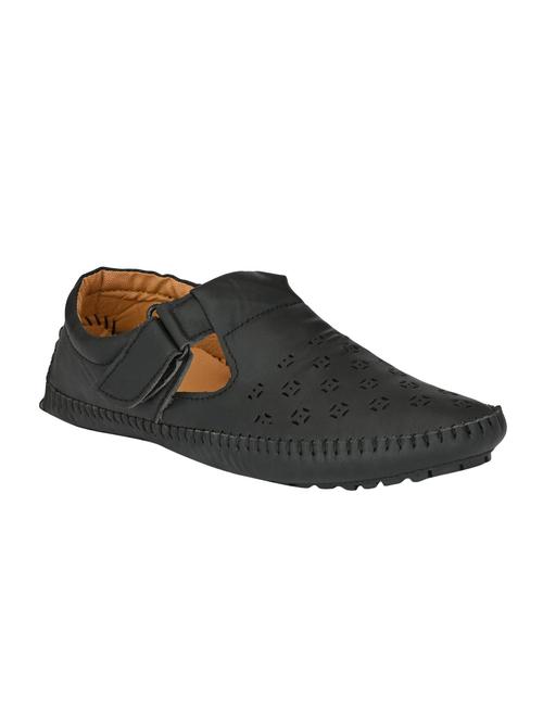 black leatherette slip on sandals - 16644014 - Standard Image - 1