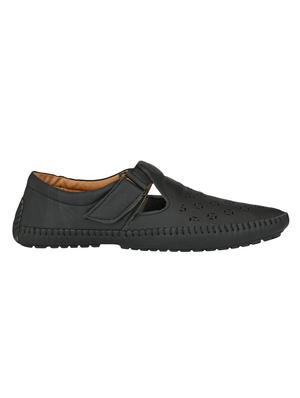 black leatherette slip on sandals - 16644014 - Standard Image - 2