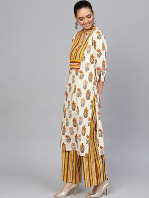 floral printed kurta palazzo set - 16644056 - Standard Image - 2
