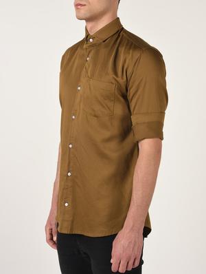 brown solid casual shirt - 16644702 - Standard Image - 5