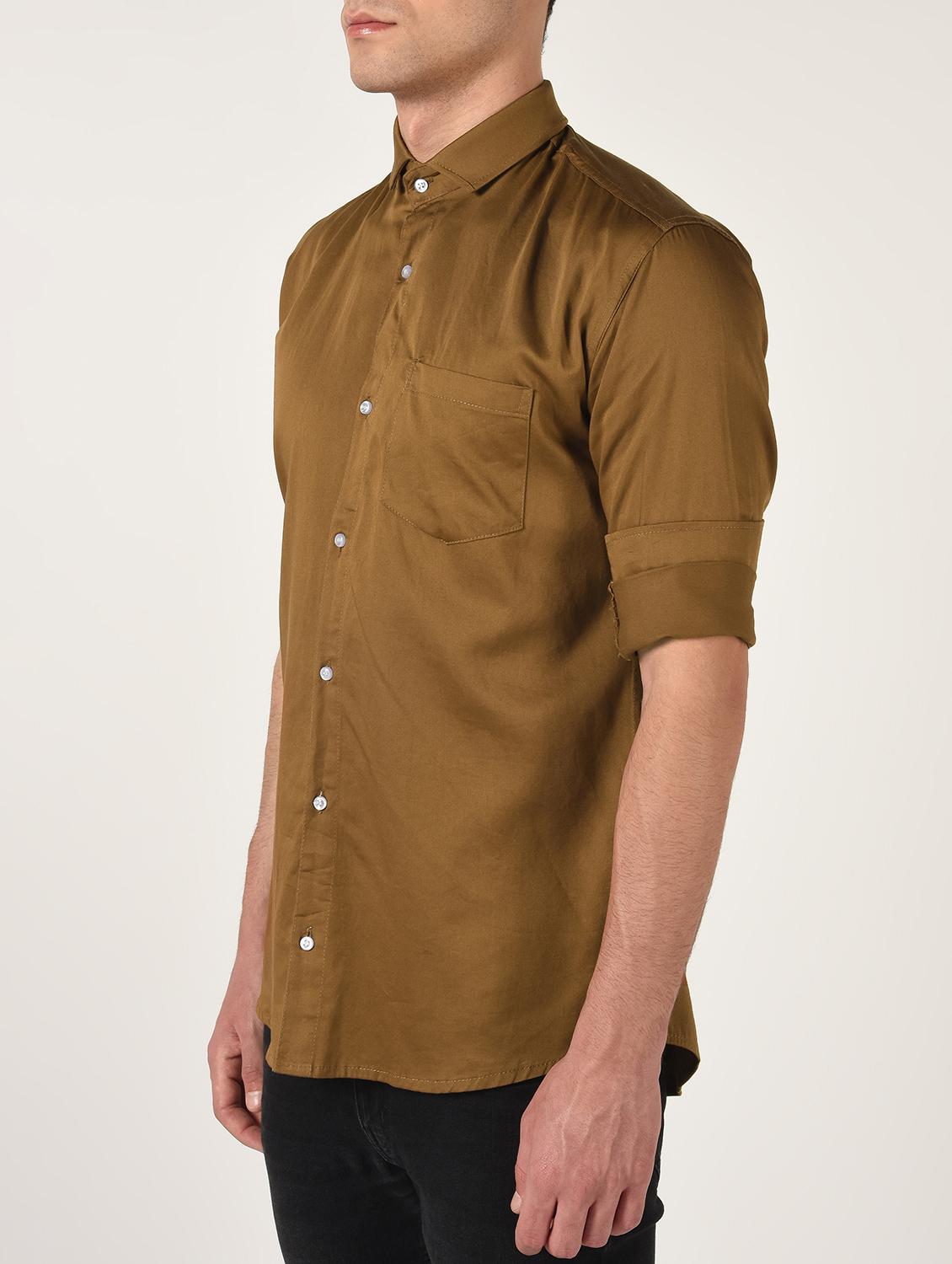 brown solid casual shirt - 16644702 - Zoom Image - 5