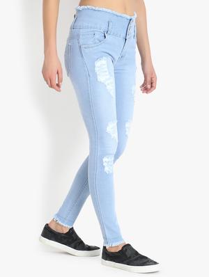 button detail distressed jeans - 16644882 - Standard Image - 2