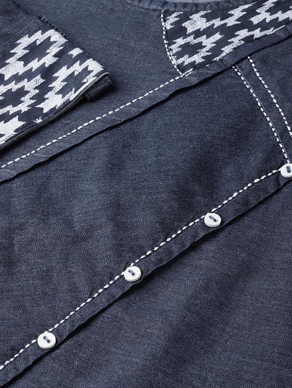 button detail denim top - 16645021 - Zoom Image - 5