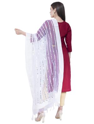 mirror work plain dupatta - 16645546 - Standard Image - 2