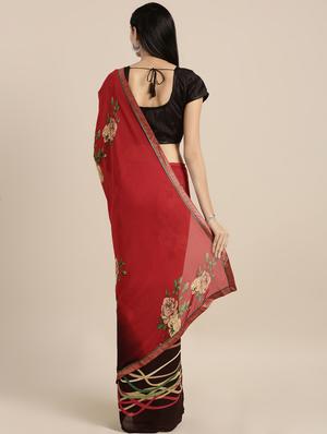 floral printed saree with blouse - 16645623 - Standard Image - 2