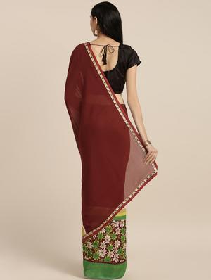 floral printed saree with blouse - 16645636 - Standard Image - 2
