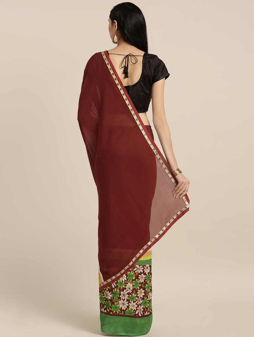 floral printed saree with blouse - 16645636 - Zoom Image - 2