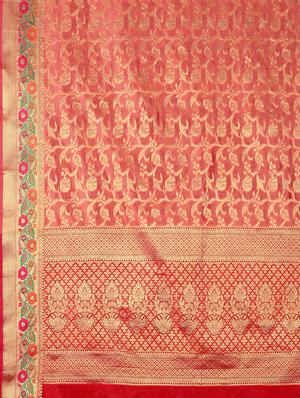 self-deign banarasi saree with blouse - 16645640 - Standard Image - 5