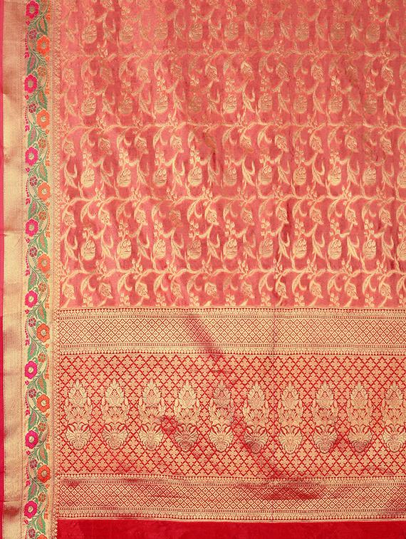 self-deign banarasi saree with blouse - 16645640 - Zoom Image - 5