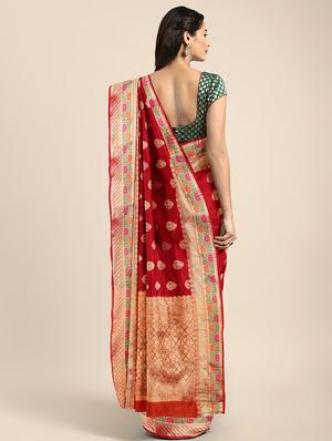 self-deign banarasi saree with blouse - 16645641 - Standard Image - 2