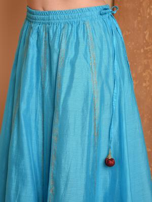 gold printed kurta skirt with dupatta set - 16645775 - Standard Image - 5