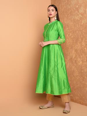 embroidered solid kurta with pant set - 16645790 - Standard Image - 2