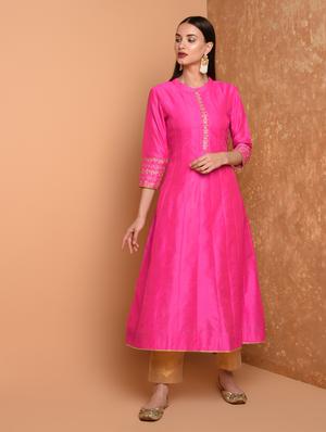 embroidered kalidaar kurta with pant set - 16645791 - Standard Image - 2