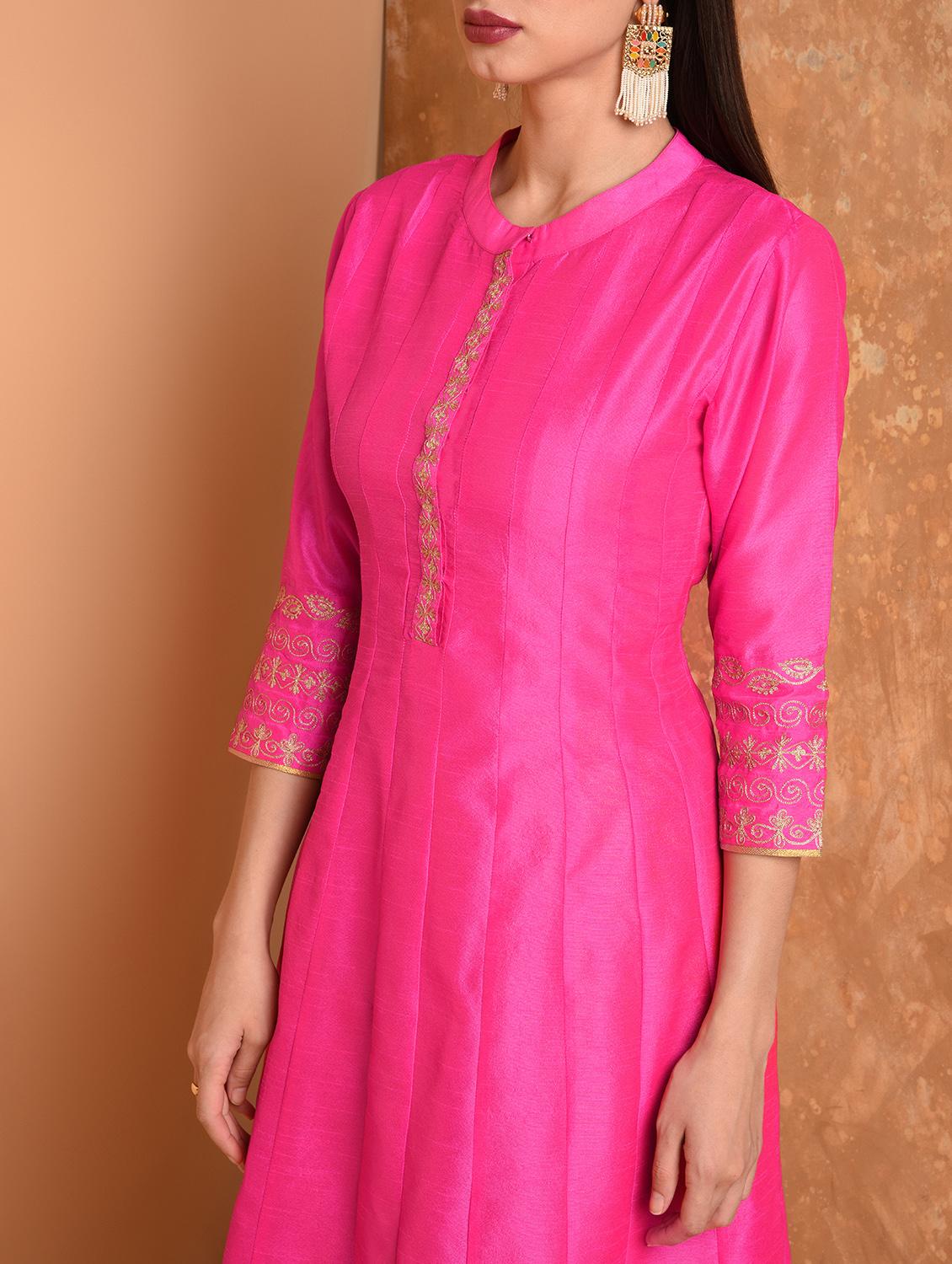 embroidered kalidaar kurta with pant set - 16645791 - Zoom Image - 5