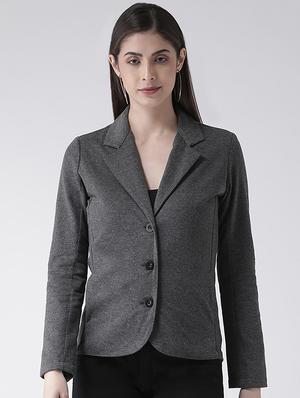 lapel neck solid jacket - 16645810 - Standard Image - 2