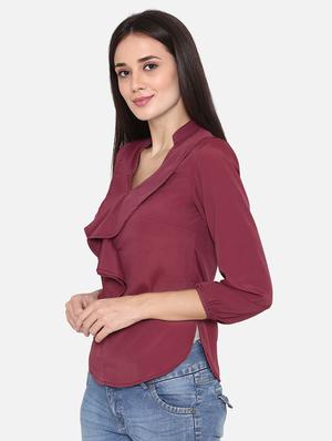 notch neck ruffle detail top - 16645883 - Standard Image - 2