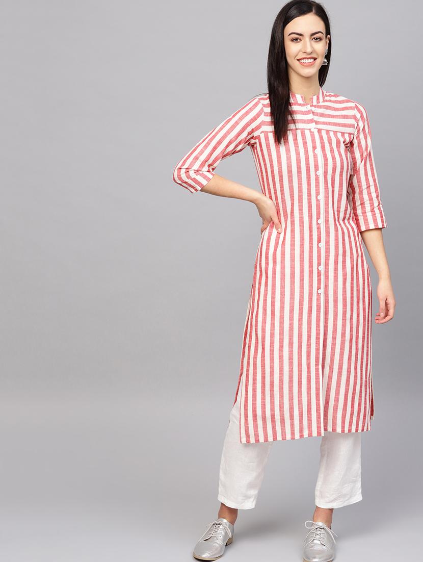 striped straight kurta - 16645933 - Zoom Image - 2