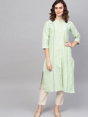 contrast straight kurta - 16645939 - Standard Image - 2