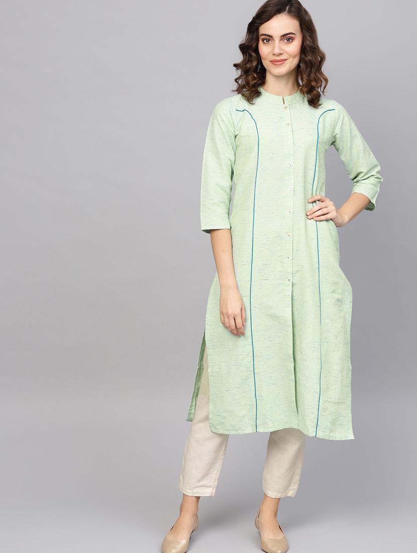contrast straight kurta - 16645939 - Zoom Image - 2