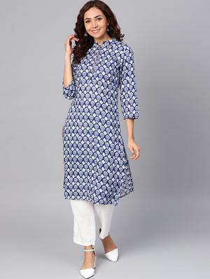 indigo straight kurta - 16645968 - Standard Image - 2