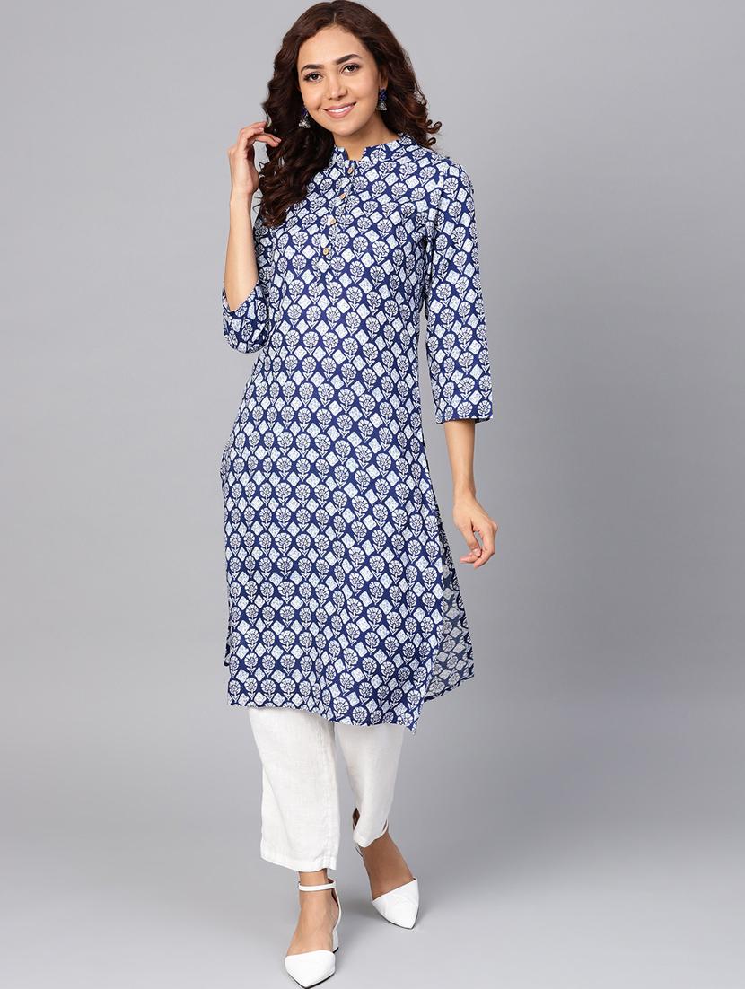 indigo straight kurta - 16645968 - Zoom Image - 2