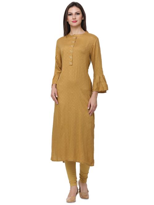 bell sleeve straight solid kurta - 16646254 - Very Small Image - 1