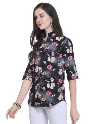 mandarin neck floral shirt - 16646866 - Standard Image - 2