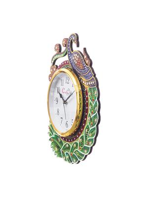 handicraft peacock wall clock - 16647076 - Standard Image - 2