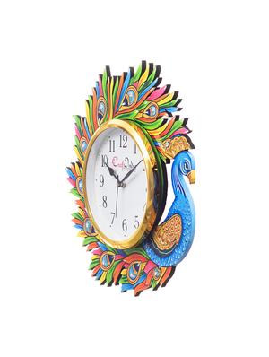 handicraft peacock analog wall clock - 16647082 - Standard Image - 2