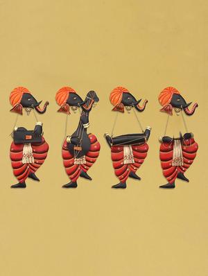 musician lord ganesha iron wall hanging set of 4 - 16648484 - Standard Image - 2