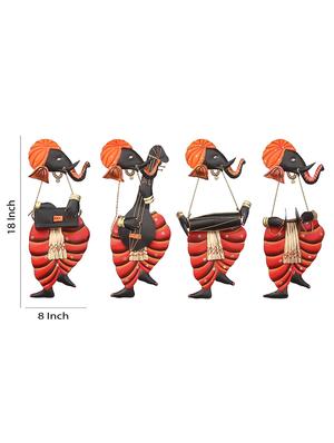 musician lord ganesha iron wall hanging set of 4 - 16648484 - Standard Image - 5