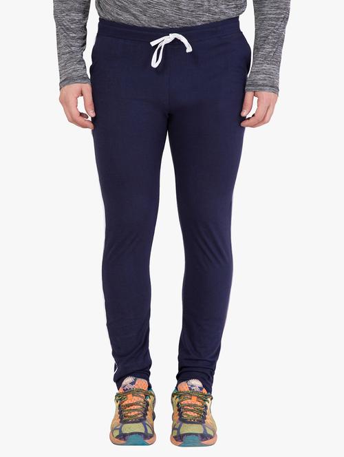 navy blue side striped full length track pant - 16648499 - Standard Image - 1