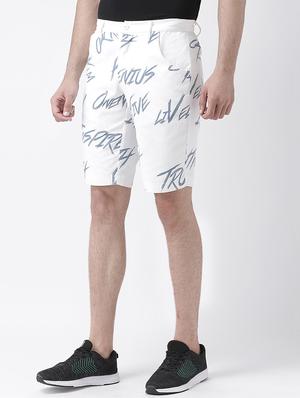 white typographic print bermuda shorts - 16648810 - Standard Image - 2