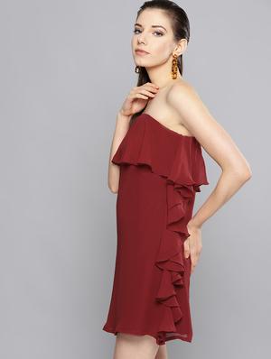 off shoulder ruffled a-line dress - 16649226 - Standard Image - 2