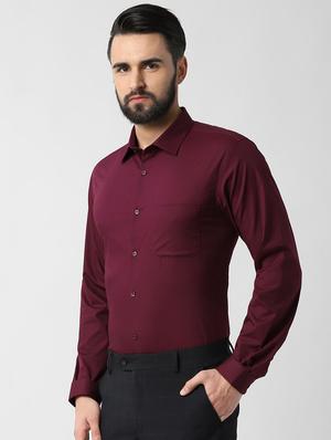 maroon solid formal shirt - 16649276 - Standard Image - 2