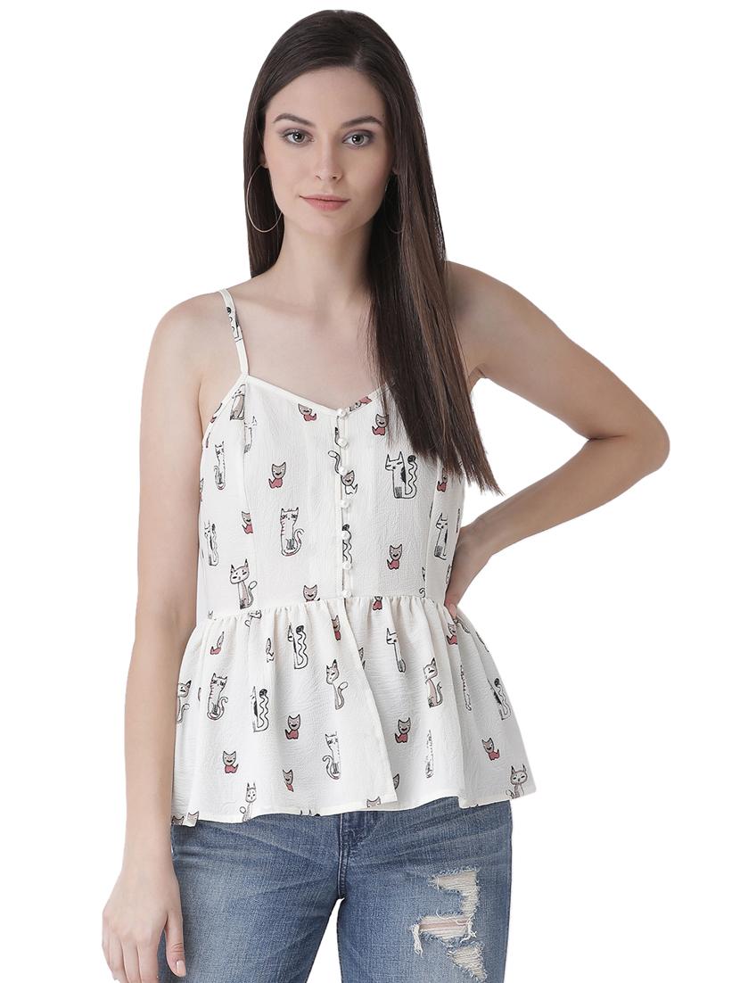 cami neck tie back peplum top - 16649463 - Zoom Image - 2