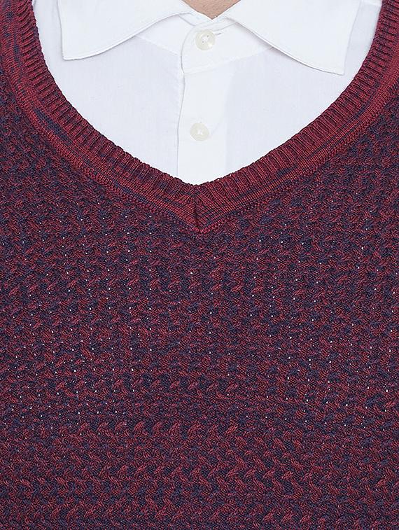 maroon self design pullover - 16649586 - Zoom Image - 5