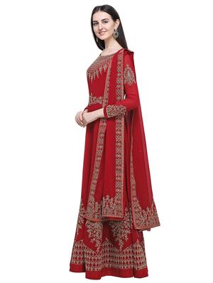 embroidered semi-stitched suit - 16649614 - Standard Image - 2