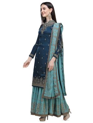 embroidered semi-stitched suit - 16649629 - Standard Image - 2