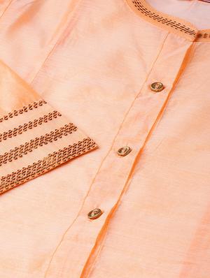 sequined solid kurta with jacket - 16649937 - Standard Image - 5