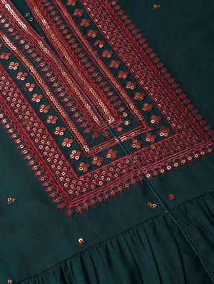 yoke embroidered high slit kurta - 16649940 - Standard Image - 5