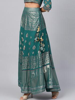 foil print flared skirt - 16650189 - Standard Image - 2