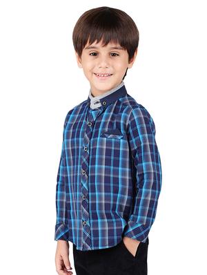 blue colored cotton shirt - 16650657 - Standard Image - 2