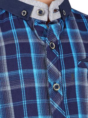 blue colored cotton shirt - 16650657 - Standard Image - 5